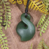 Twist or Pikorua carved from Hapopo Pounamu - NZ Greenstone