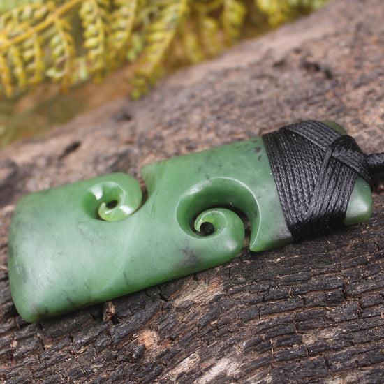 Toki or Adze with Koru carved from Hapopo Pounamu - NZ Greenstone