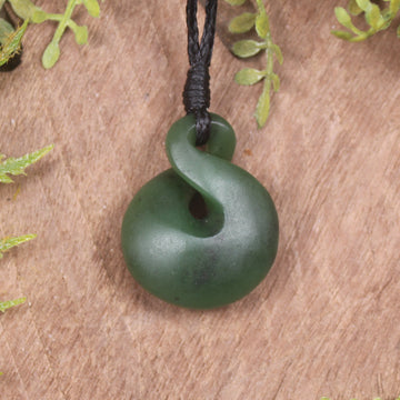 Twist or Pikorua carved from Hapopo Pounamu - NZ Greenstone