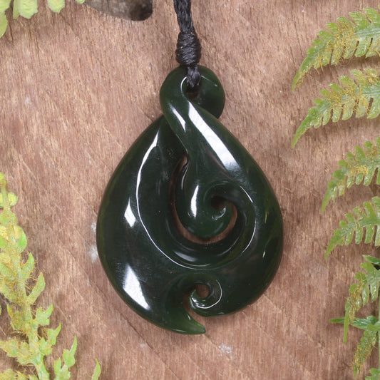 Koru Twist carved from Kawakawa Pounamu - NZ Greenstone