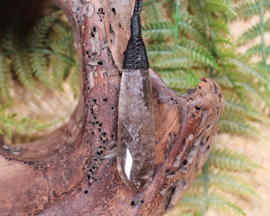 Roimata pendant carved from Smokey Quartz