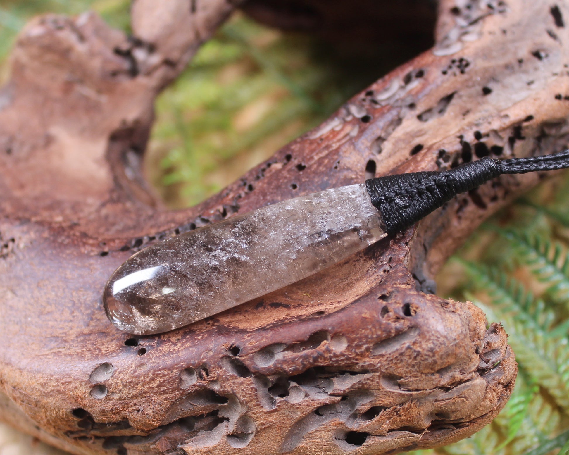 Roimata pendant carved from Smokey Quartz