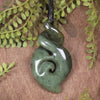 NZ Greenstone Medium Koru Twist Pendant (BN096) Hapopo Pounamu