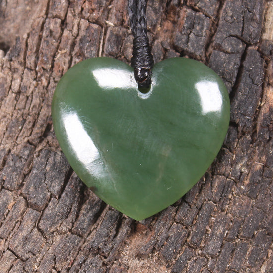 Koru Heart pendant carved from Hapopo Pounamu - NZ Greenstone