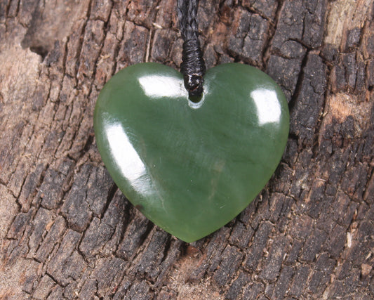 Koru Heart pendant carved from Hapopo Pounamu - NZ Greenstone