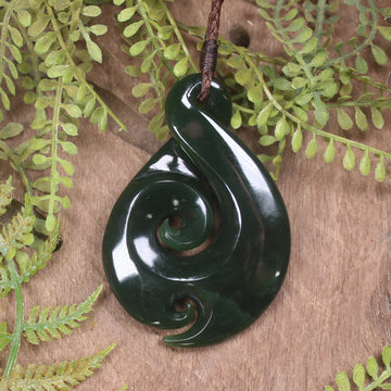 Koru Twist carved from Kawakawa Pounamu - NZ Greenstone