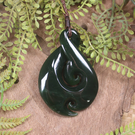 Koru Twist carved from Kawakawa Pounamu - NZ Greenstone