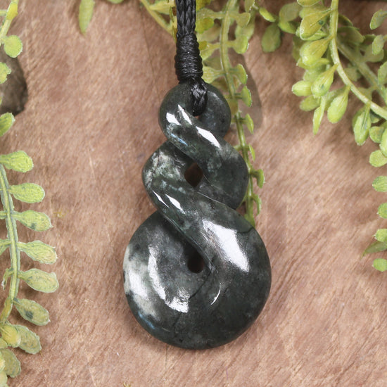 Twist or Pikorua carved from Inanga  Pounamu - NZ Greenstone