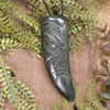 NZ Greenstone Large Niho Taniwha Tooth Pendant Rimu Pounamu