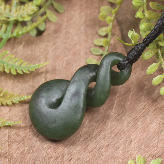 Twist carved from Rimu Pounamu - NZ Greenstone