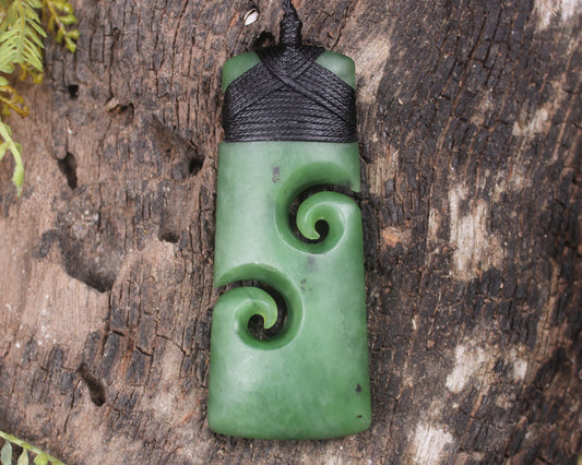Toki or Adze with Koru carved from Hapopo Pounamu - NZ Greenstone