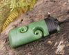 Toki or Adze with Koru carved from Hapopo Pounamu - NZ Greenstone