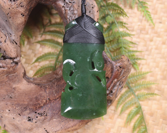 Manaia Toki or Adze Pendant carved from Kawakawa Pounamu - NZ Greenstone