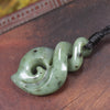 NZ Greenstone Small Koru Twist Pendant (BN368) Hapopo Pounamu