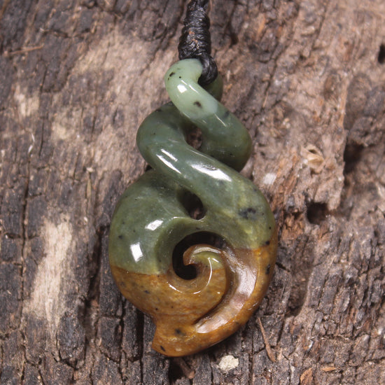 Koru Twist carved from Flower Jade Pounamu - NZ Greenstone