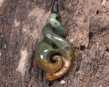 Koru Twist carved from Flower Jade Pounamu - NZ Greenstone