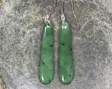 NZ Greenstone Small Roimata Earrings (BN112) Hapopo Pounamu
