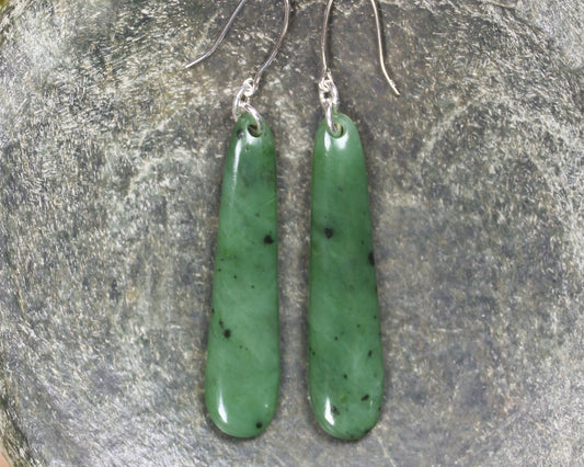 NZ Greenstone Small Roimata Earrings (BN112) Hapopo Pounamu