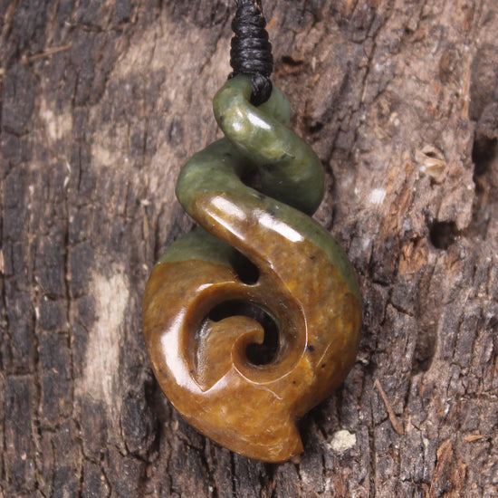 Koru Twist carved from Flower Jade Pounamu - NZ Greenstone