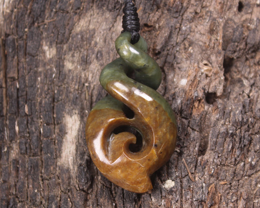 Koru Twist carved from Flower Jade Pounamu - NZ Greenstone