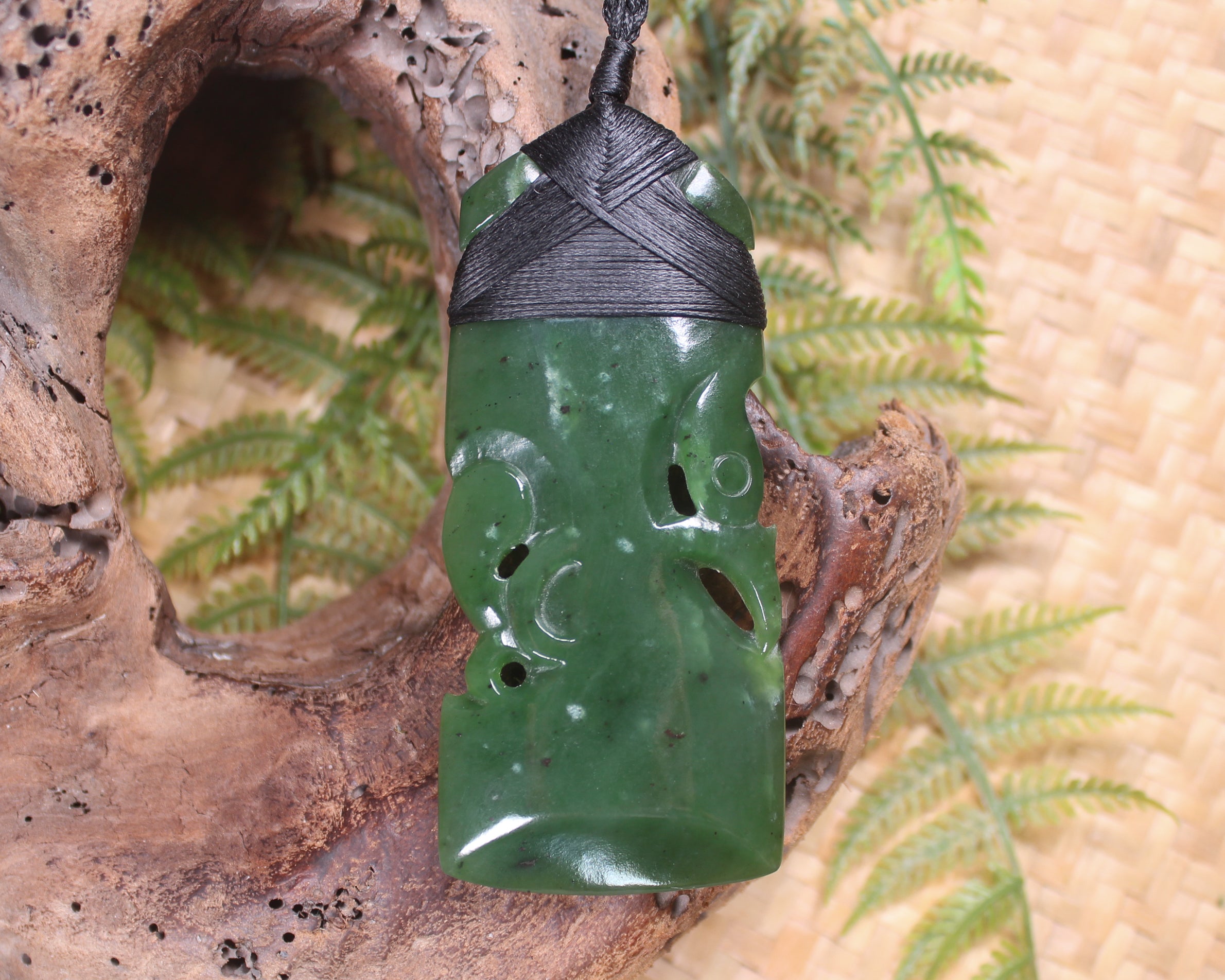 Manaia Toki or Adze Pendant carved from Kawakawa Pounamu - NZ Greenstone