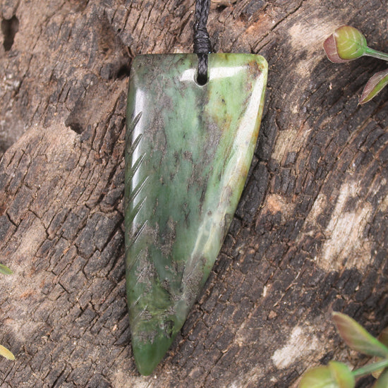 Taniwha Tooth or Niho carved from Rimu Pounamu - NZ Greenstone