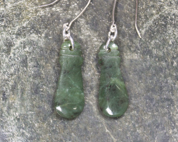 NZ Greenstone Mere Earrings (BN113) Hapopo Pounamu