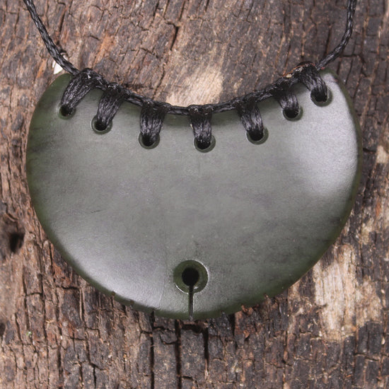 Breastplate carved from Rimu Pounamu - NZ Greenstone