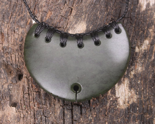 Breastplate carved from Rimu Pounamu - NZ Greenstone