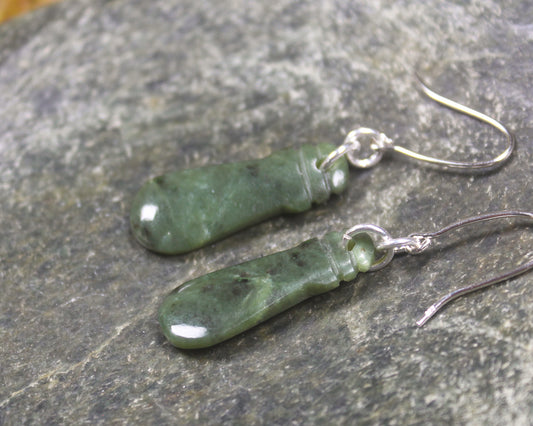 NZ Greenstone Mere Earrings (BN113) Hapopo Pounamu