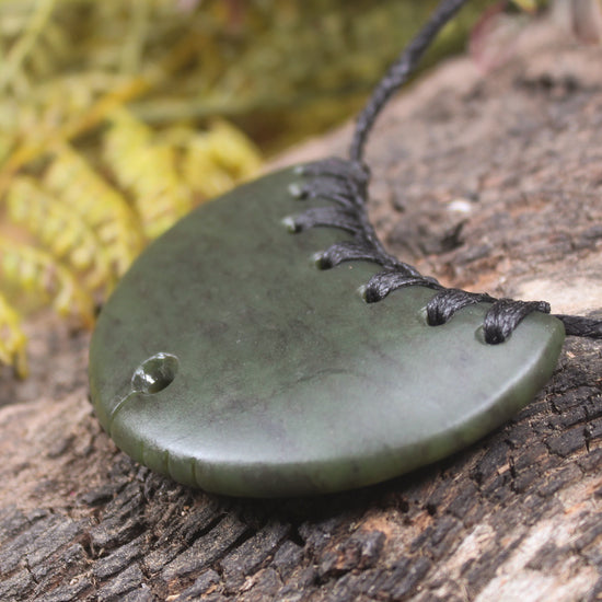 Breastplate carved from Rimu Pounamu - NZ Greenstone
