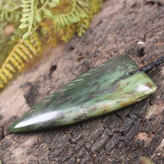 Taniwha Tooth or Niho carved from Rimu Pounamu - NZ Greenstone