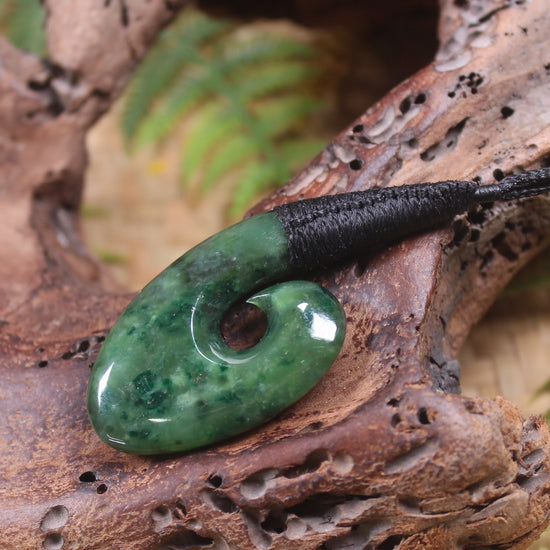 Hei Matau or Fish Hook carved from Kawakawa Pounamu - NZ Greenstone