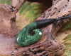Hei Matau or Fish Hook carved from Kawakawa Pounamu - NZ Greenstone