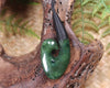 Hei Matau or Fish Hook carved from Kawakawa Pounamu - NZ Greenstone