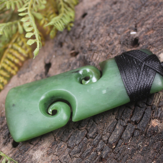 Toki or Adze with Koru carved from Hapopo Pounamu - NZ Greenstone