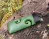 Toki or Adze with Koru carved from Hapopo Pounamu - NZ Greenstone
