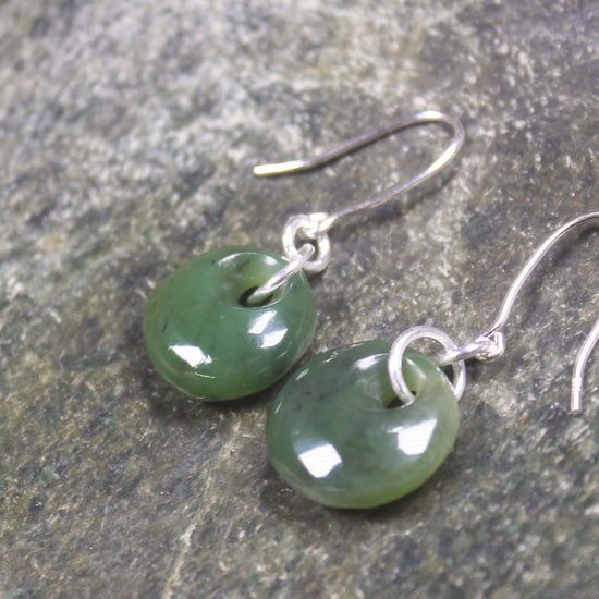 Porowhita Earrings carved from Hapopo Pounamu - NZ Greenstone