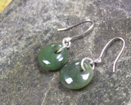 Porowhita Earrings carved from Hapopo Pounamu - NZ Greenstone