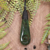 Roimata or Teardrop with Koru carved from Kawakawa Pounamu - NZ Greenstone