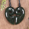 Koru Heart pendant carved from Kawakawa Pounamu - NZ Greenstone