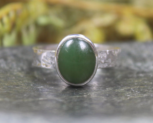 Sterling Silver Hapopo Pounamu Ring - NZ Greenstone