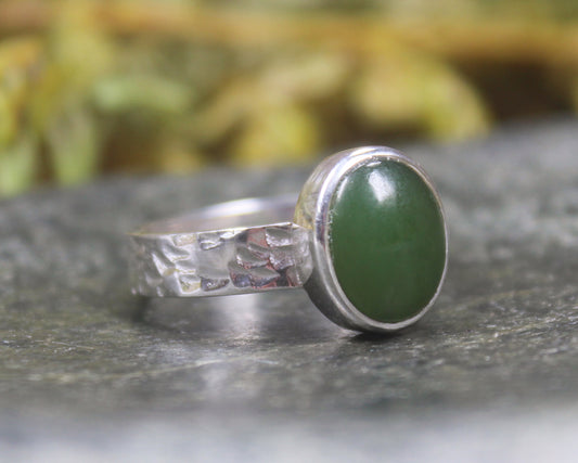 Sterling Silver Hapopo Pounamu Ring - NZ Greenstone