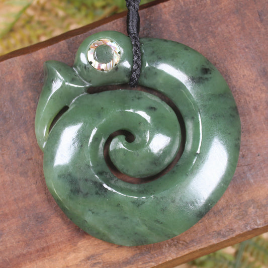 Koropepe carved from Hapopo Pounamu - NZ Greenstone