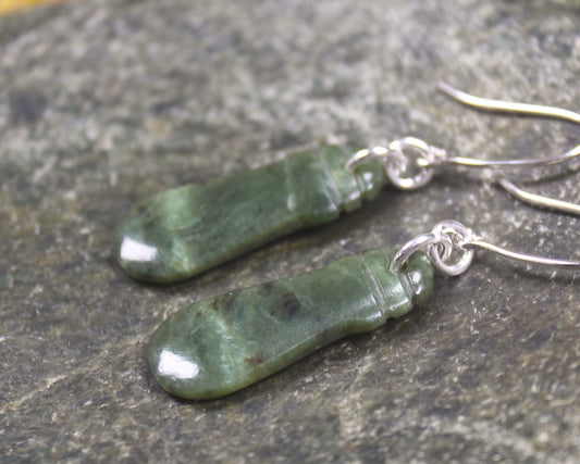 NZ Greenstone Mere Earrings (BN119) Hapopo Pounamu