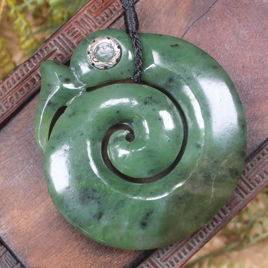 Koropepe carved from Hapopo Pounamu - NZ Greenstone