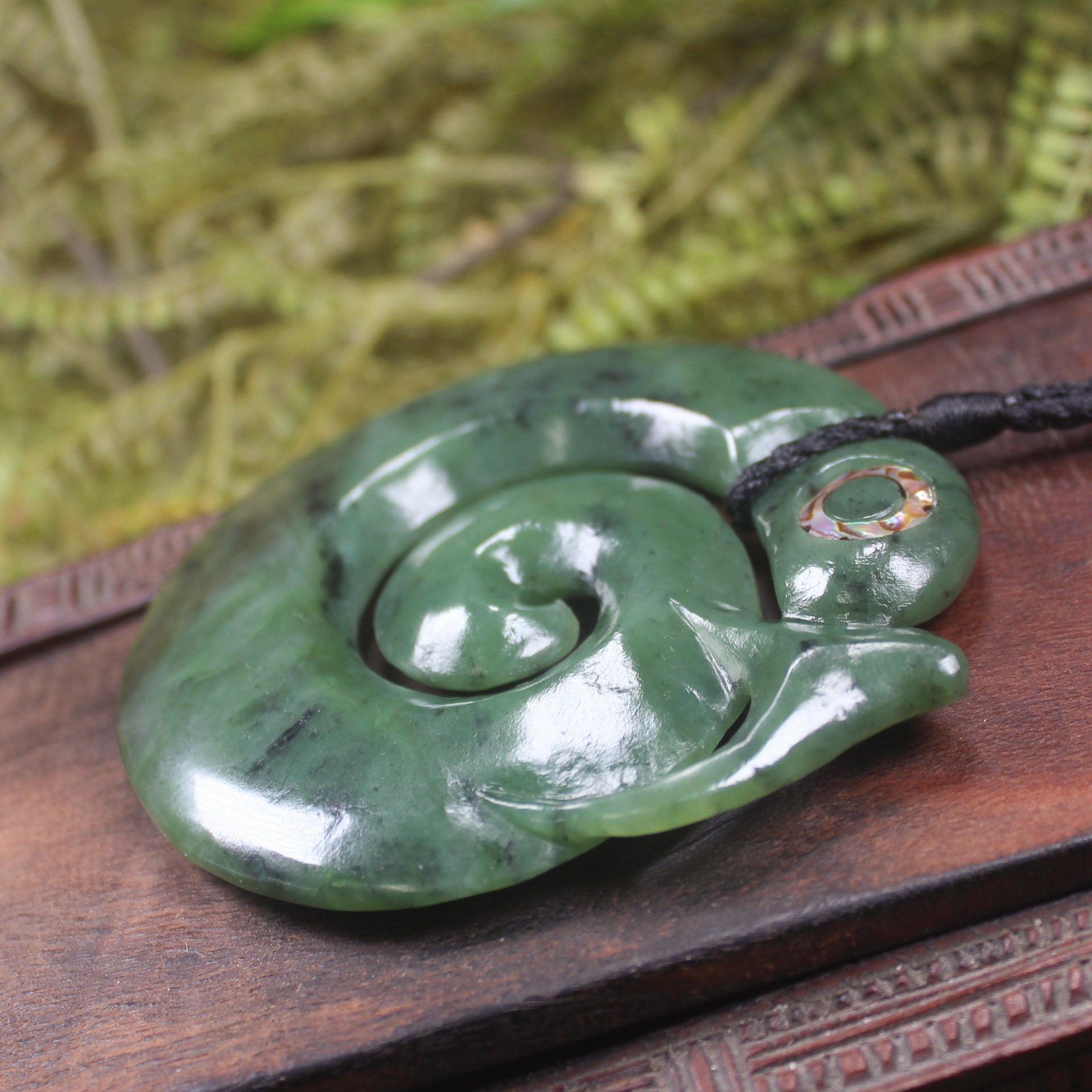 Koropepe carved from Hapopo Pounamu - NZ Greenstone