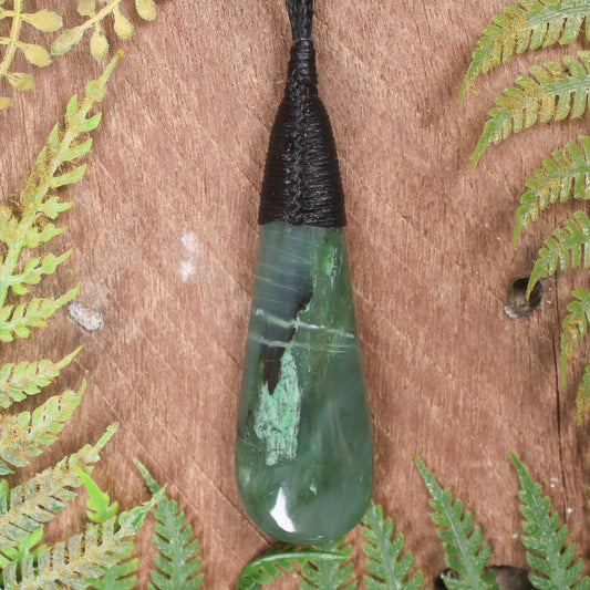 Roimata or Teardop carved from Hapopo Pounamu - NZ Greenstone