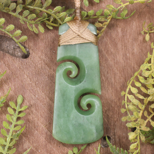 Hapopo Pounamu Toki with Koru - NZ Greenstone