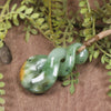 Twist or Pikorua carved from Flower Jade Pounamu - NZ Greenstone